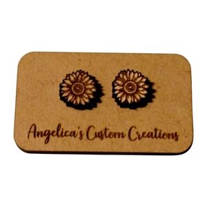 Sunflower Wood Stud Earrings